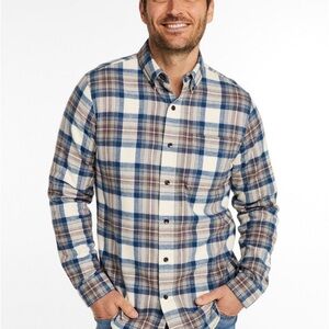 NWT LL Bean Men's Scotch Plaid Flannel Shirt Slim Fit Indigo Tartan Size Small